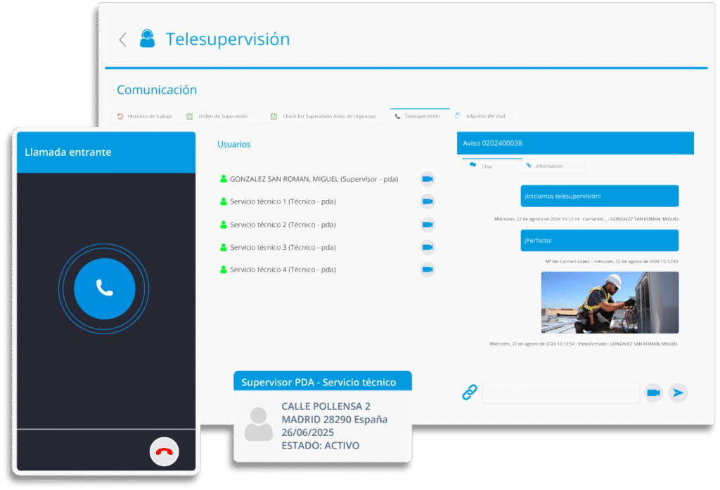 Telesupervisión y chat para servicio técnico