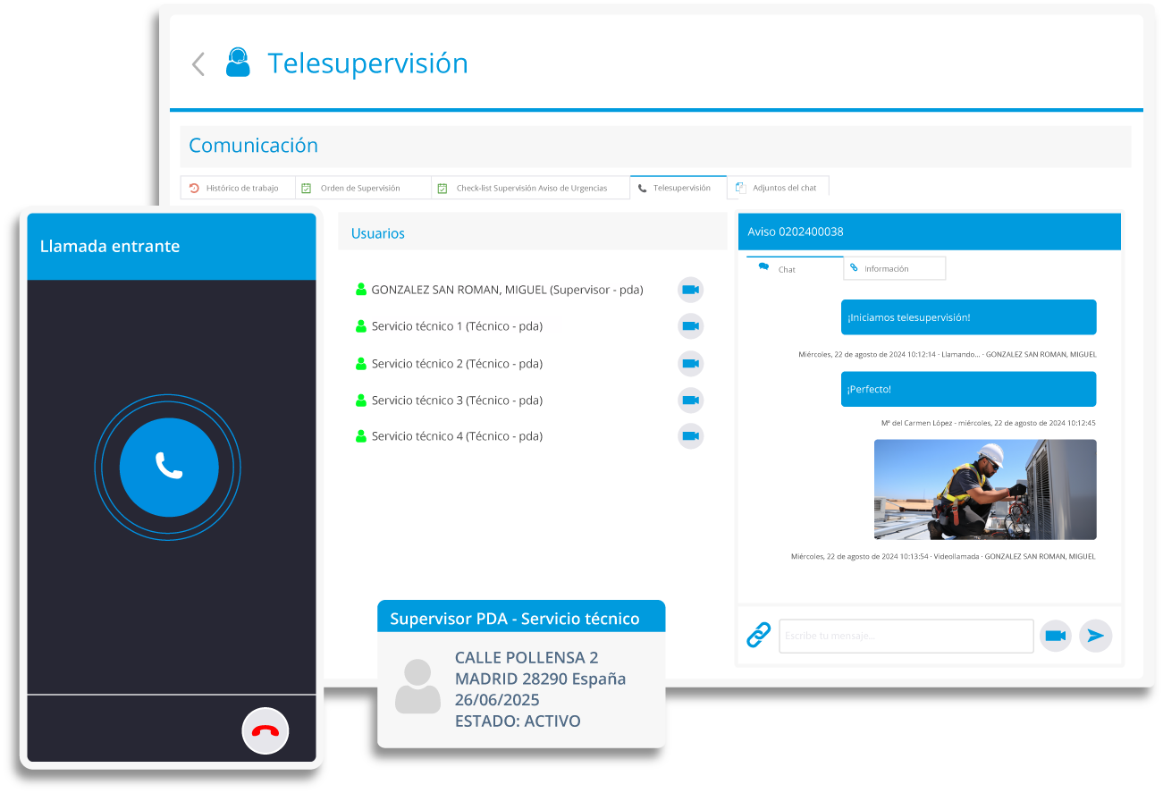 Telesupervisión y Chat Telesupervisión y chat para servicio técnico
